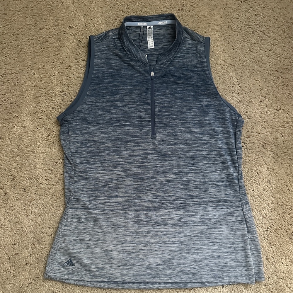 Women's Adidas NVLTY SLP Sleeveless Zip Polo Blue NWT Sz Large (185)